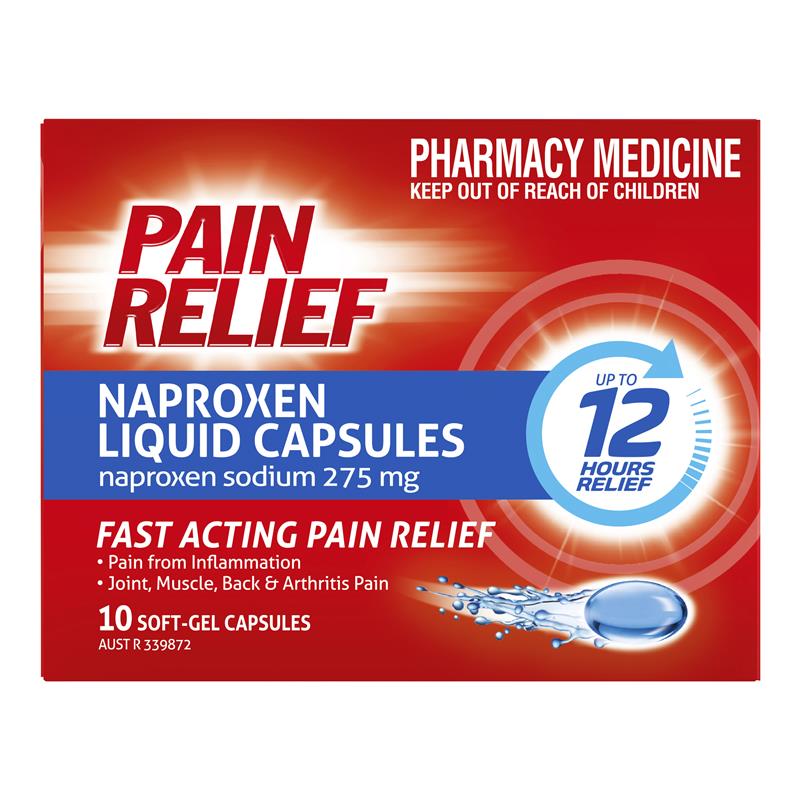 Pain Relief Naproxen Liquid Capsules 10 Pack