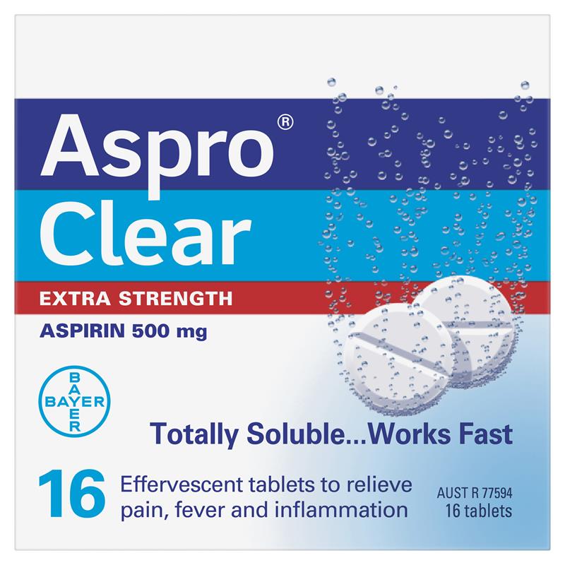 Aspro Clear Extra Strength Pain Relief 16 Soluble Tablets