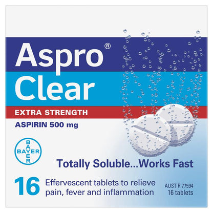 Aspro Clear Extra Strength Pain Relief 16 Soluble Tablets
