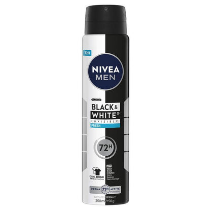 NIVEA MEN Black & White Fresh Aerosol Deodorant 72H Protection 250ml