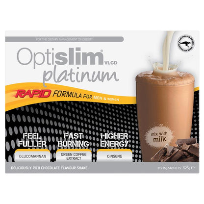 Optislim VLCD Platinum Chocolate Shake 21x25g Sachets