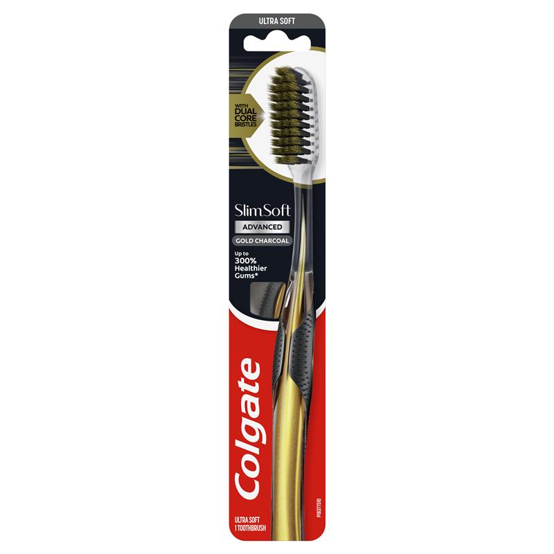 Colgate Slim Soft Advanced Charcoal with Charcoal infused bristles Ultra Soft Toothbrush