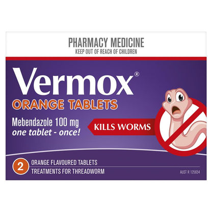 Vermox Worming Treatment Orange 2 Tablets