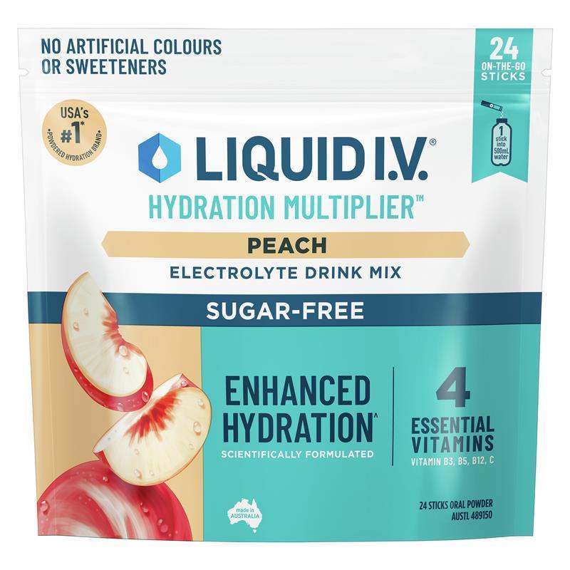 Liquid I.V. Hydration Sugar Free Peach 24 Sachets
