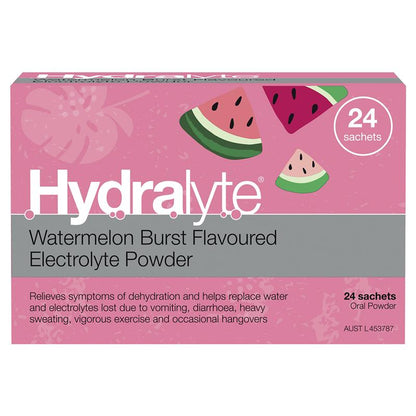 Hydralyte Electrolyte Watermelon Sachets Value Pack 4.9g x 24