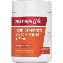 Nutra-Life High Strength Vitamin C + Vitamin D + Zinc 120 Tablets