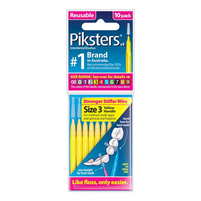 Piksters Interdental Brushes Size 3 Yellow 10 Pack - GimmeNow
