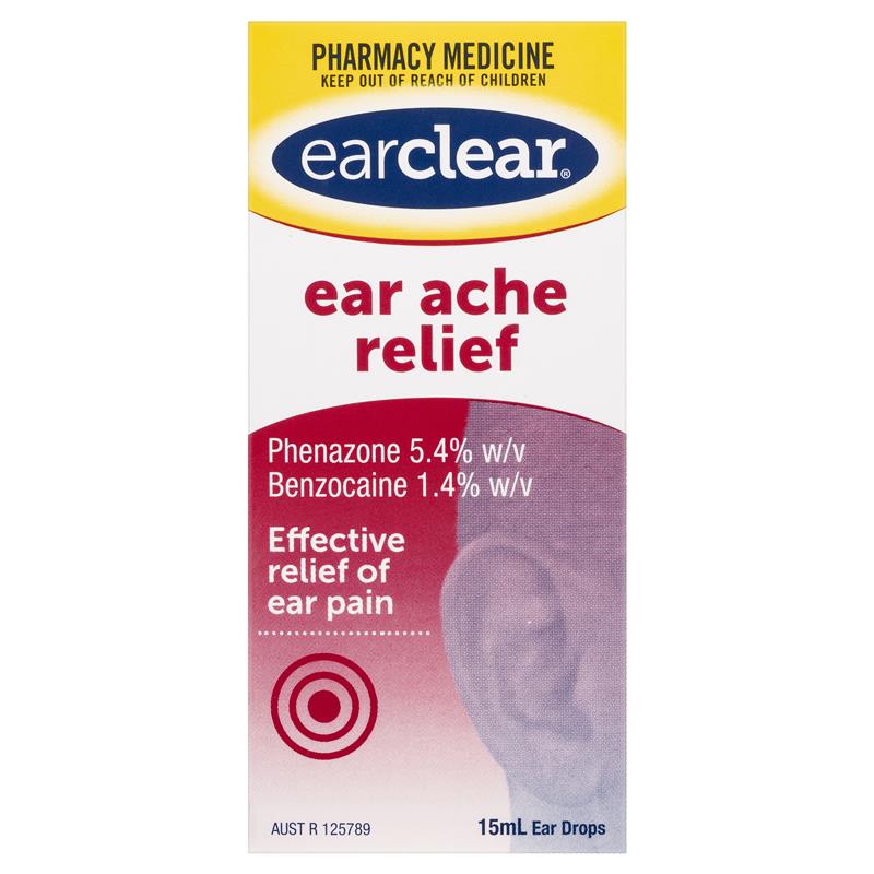 EarClear Ear Ache Relief Drops 15mL - Effective Relief of Ear Pain
