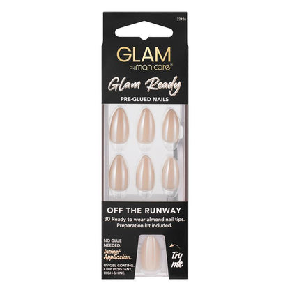 Glam By Manicare Glam Ready Pre-Glued Nails Off The Runway 30 Pieces