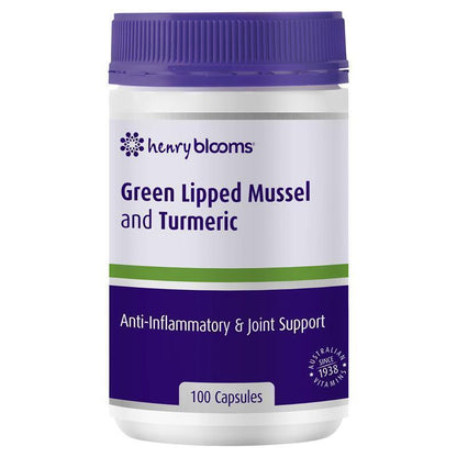 Henry Blooms Green Lipped Mussel 500mg With Turmeric 1500mg 100 Vege Capsules
