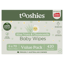 Tooshies Baby Wipes Aloe Vera and Chamomile 6 x 70 Pack