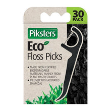 Piksters Eco Floss Pick Charcoal 30 Pack