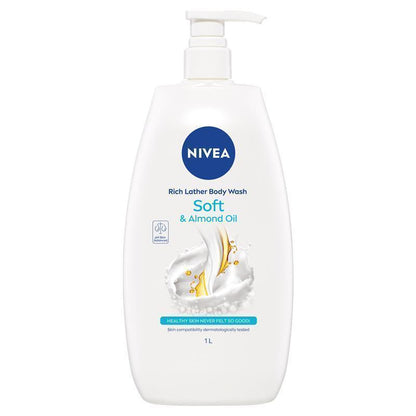 NIVEA Soft & Almond Oil Rich Body Wash 1L
