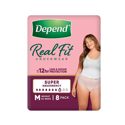 Depend Real Fit Super Incontinence Underwear for Women Medium 8 Pack