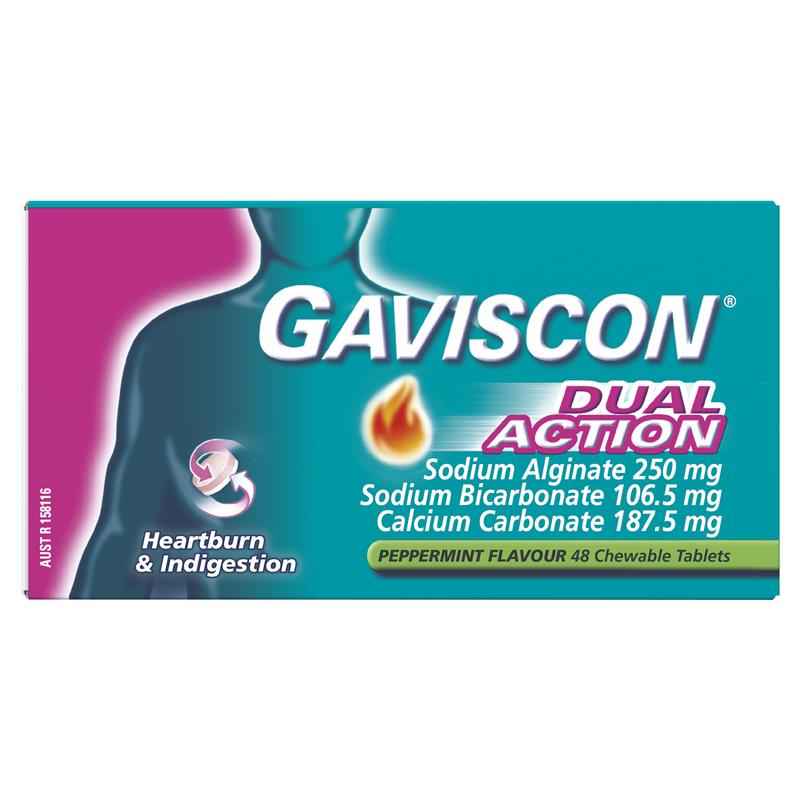 Gaviscon Dual Action Tablets for Heartburn and Indigestion 48 Pack
