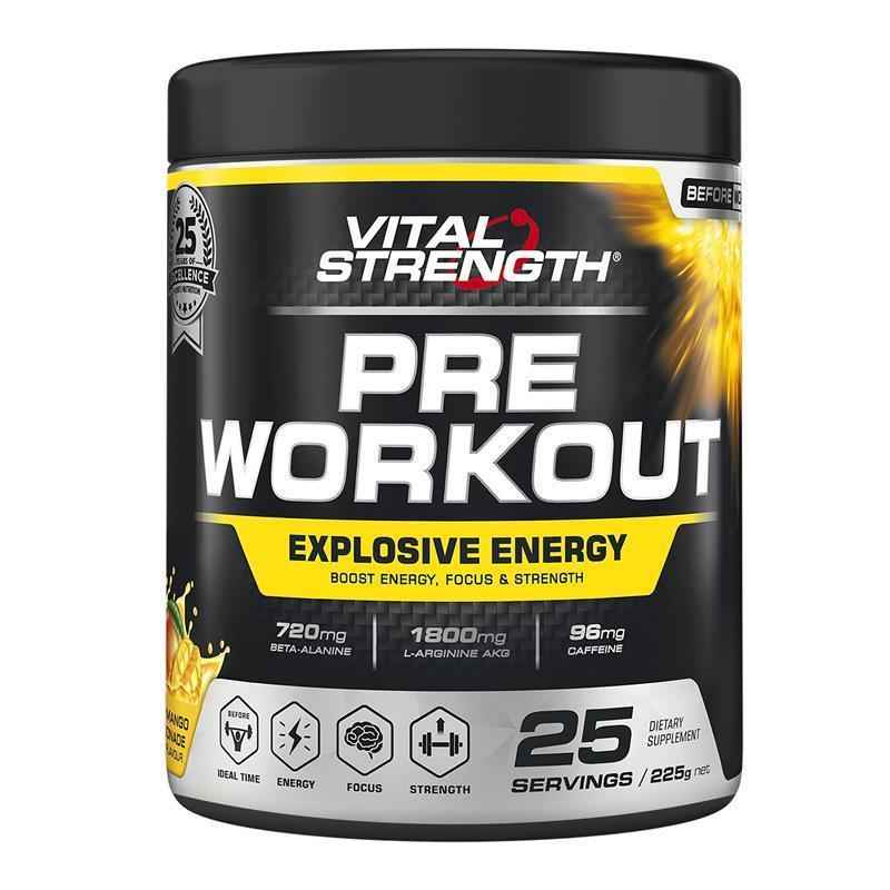 Vital Strength Pre Workout Powder Mango Lemonade 225g