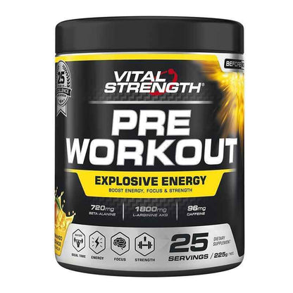 Vital Strength Pre Workout Powder Mango Lemonade 225g