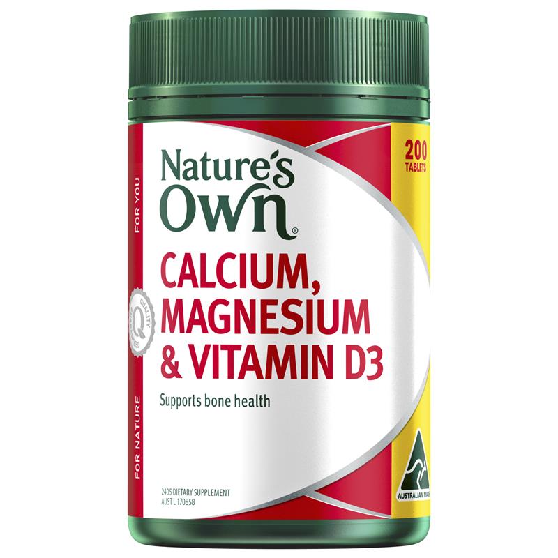 Nature's Own Calcium and Magnesium with Vitamin D3 200 Tablets Exclusive Bulk Size - GimmeNow
