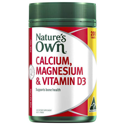 Nature's Own Calcium and Magnesium with Vitamin D3 200 Tablets Exclusive Bulk Size - GimmeNow