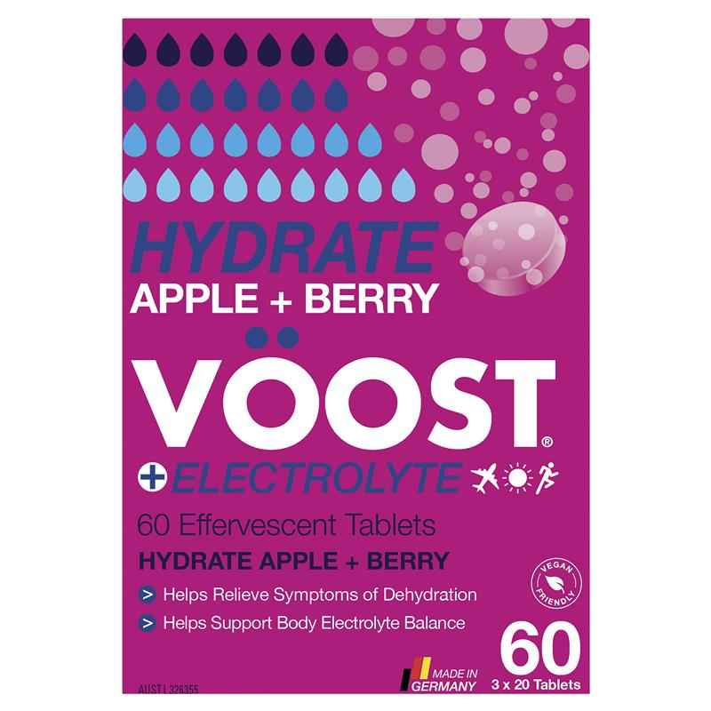 Voost Hydrate Apple + Berry Effervescent Tablets 60 Pack Exclusive Size