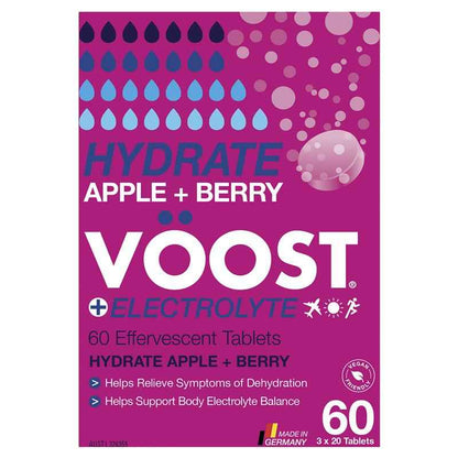 Voost Hydrate Apple + Berry Effervescent Tablets 60 Pack Exclusive Size