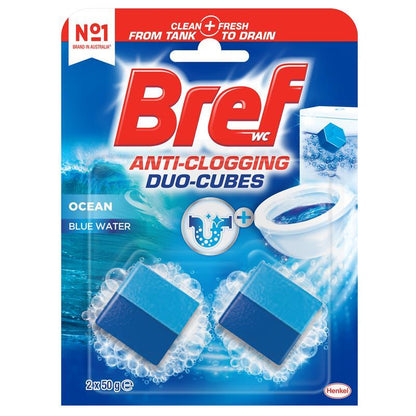 Bref Duo Cubes Blue Action Toilet Cleaner Block In Cistern 2 Pack