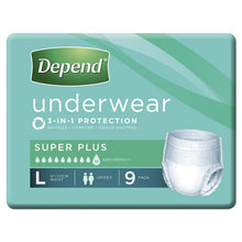 Depend Unisex Underwear Super Plus Large 9 Pack