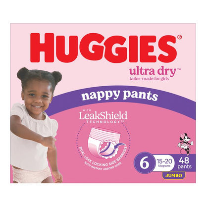 Huggies Ultra Dry Nappy Pants Girls Size 6 (15-20kg) 48 Pack