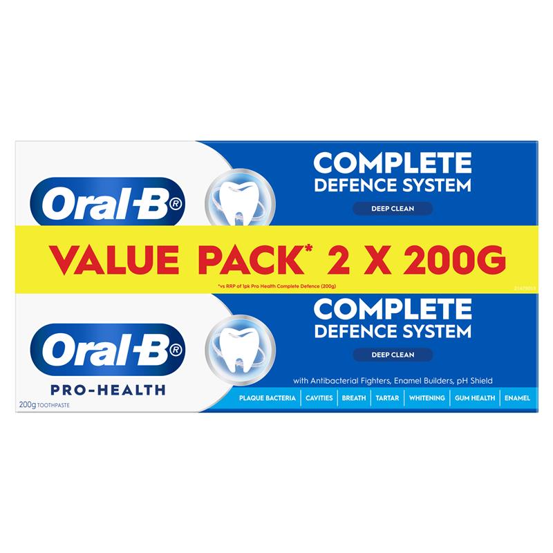 Oral B Toothpaste Pro Health Complete Defence System Deep Clean 2 x 200g  Value Pack