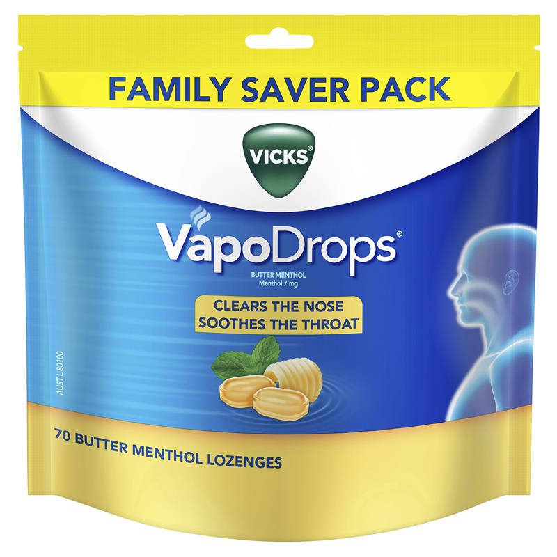 Vicks VapoDrops Butter Menthol 70 Lozenges