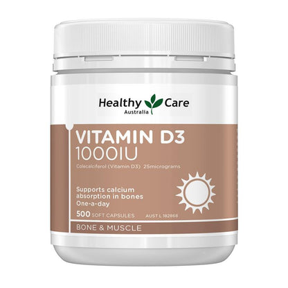 Healthy Care Vitamin D3 1000IU 500 Capsules