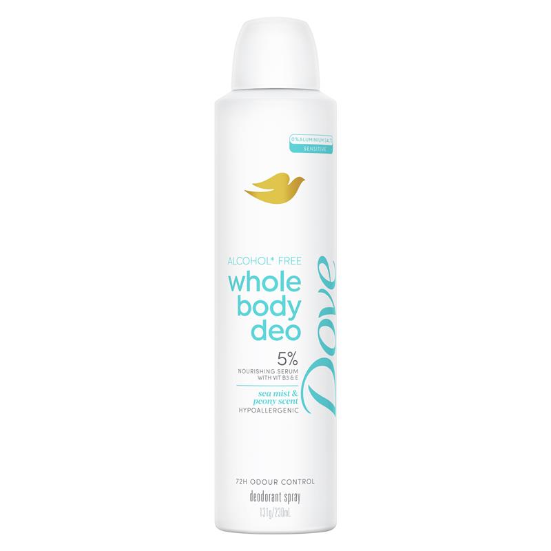 Dove Women Whole Body Deodorant Aerosol Sea Mist & Peony 230ml