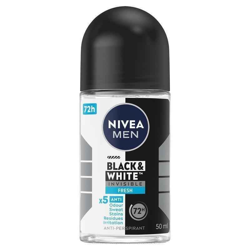 NIVEA MEN Black & White Fresh Roll On Deodorant 72H Protection 50ml