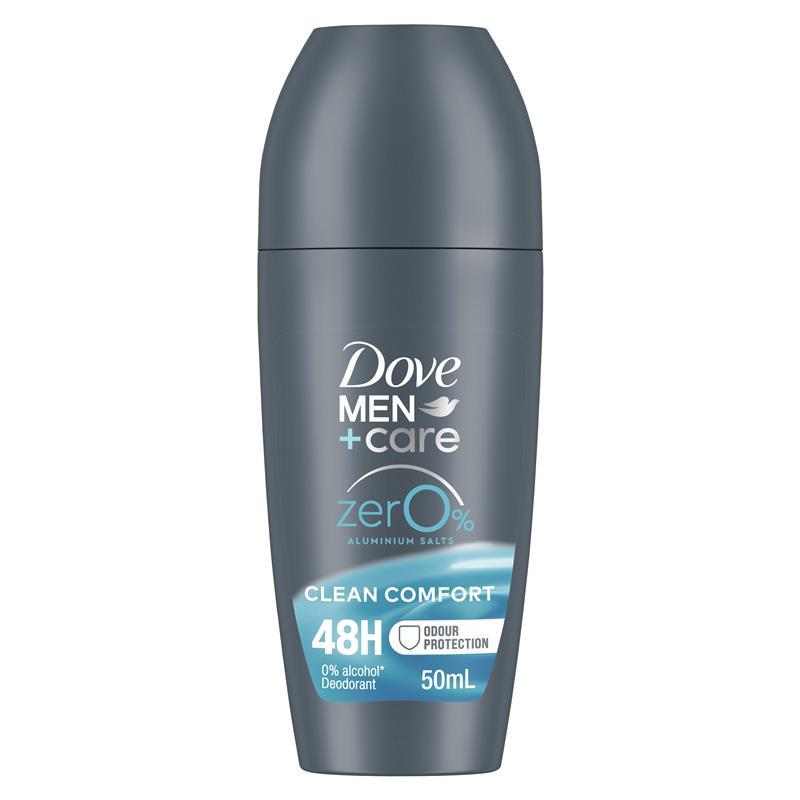Dove Men+ Care Deodorant Roll On Zero Aluminium Clean Comfort 50ml