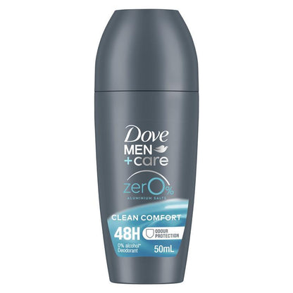 Dove Men+ Care Deodorant Roll On Zero Aluminium Clean Comfort 50ml