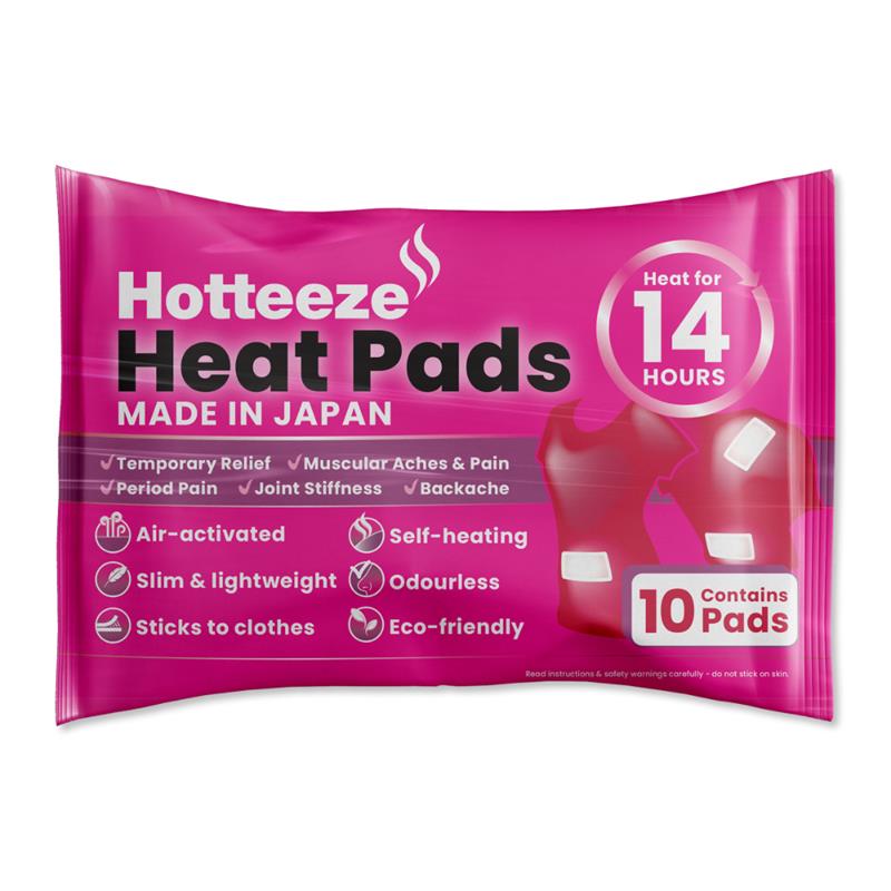 Hotteeze Heat Pads Pain Relief Patches for Period, Back and Shoulder pain 10 Pack
