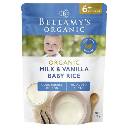 Bellamy's Organic Milk & Vanilla Baby Rice Cereal 125g