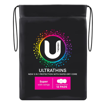U By Kotex Ultrathins Pads Wing Super 12 Pack