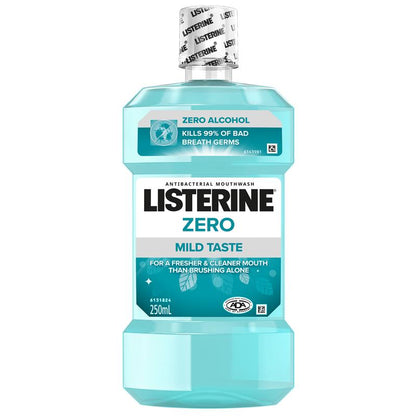 Listerine Zero Alcohol Antibacterial Mouthwash Less Intense Taste 250mL