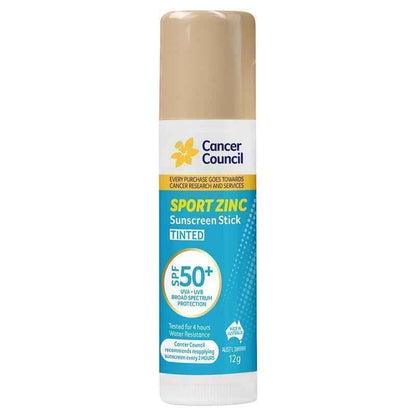 Cancer Council SPF 50+ Sport Zinc Stick Tinted 12g