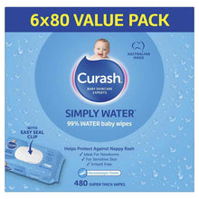 Curash Simply Water Wipes 6 x 80 Pack