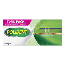 Polident Denture Adhesive Cream Fresh Mint 2x60g Pack Exclusive Size