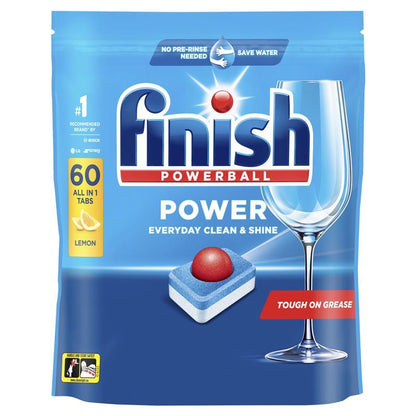 Finish Power Dishwashing Tablets Lemon Sparkle 60 Pack
