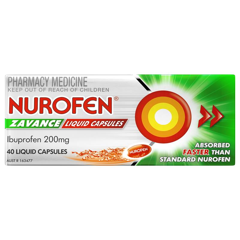 Nurofen Zavance Fast Pain Relief Liquid Capsules 200mg Ibuprofen 40 Pack
