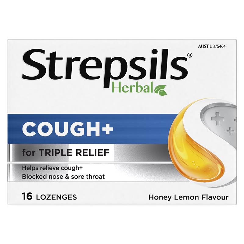 Strepsils Herbal Cough Lozenges Honey Lemon 16 Pack