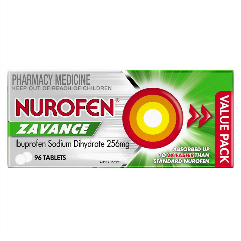 Nurofen Zavance Fast Pain Relief Tablets 256mg Ibuprofen 96 Pack