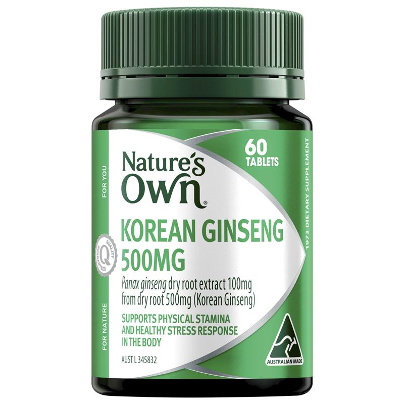 Nature's Own Korean Ginseng 500mg 60 Tablets - GimmeNow