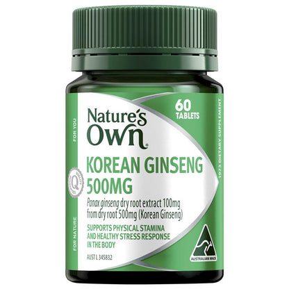 Nature's Own Korean Ginseng 500mg 60 Tablets - GimmeNow