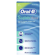 Oral B Superfloss Dental Floss Pre-Cut Strands 50 pack