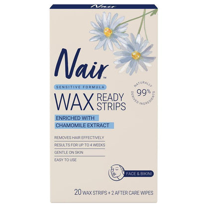 Nair Natural Wax Strips for Face & Bikini 20 pack